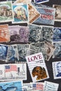 Used postage stamps collection background