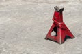 Used red high lift jack stand Royalty Free Stock Photo