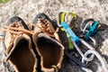 Used rock climbing shoes and gear