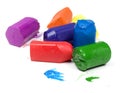 Used seven wax crayons Royalty Free Stock Photo
