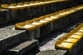 Used small plastic chairs on a small stadium