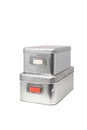 Used, Stainless storage boxes Royalty Free Stock Photo