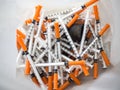 Used syringes in the trash