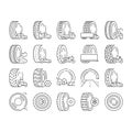 Used Tire Sale Shop Business Icons Set Vector . Royalty Free Stock Photo