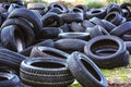 Used tires in a recycling yard