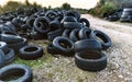 Used tires in a recycling yard