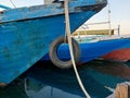 Used tires on the ship function to avoid cracks in the ship in the event of a collision Royalty Free Stock Photo