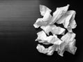 Used tissue on black background. Royalty Free Stock Photo