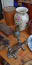 Used Twin Old Tap attached together with Vase in Flea Market Royalty Free Stock Photo