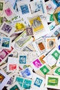 Used vintage stamp collection. Concept of philately hobby