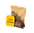 Used wet teabag isolated on white background closeup Royalty Free Stock Photo