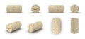 Used Wine Cork renders set from different angles on a white. 3D illustration Royalty Free Stock Photo