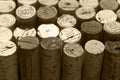 Used wine corks selection, monochrome brown