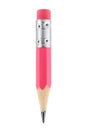 Small pink pencil with eraser isolated Royalty Free Stock Photo