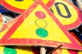 Used yellow industrial road signs