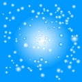 Abstract pattern of blue colored bubbles in various sizes flying in space. Vector illustration. Royalty Free Stock Photo