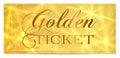 Golden ticket, Gold ticket tear-off vector template design with star golden background