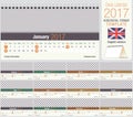 Useful desk triangle calendar 2017 template