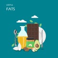 Useful fats vector flat style design illustration