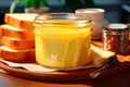 Useful ghee oil in a glass jar