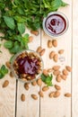 A useful and healthy granola mint mousse and jam Royalty Free Stock Photo