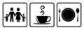 Useful icon for restaurant. Coffee shop Icon,Food allowed Icon,Family members icon drawing by illustration Royalty Free Stock Photo