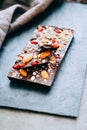 Useful raw chocolate with almonds Royalty Free Stock Photo