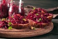 Useful sandwiches with beetroot and walnuts