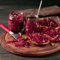 Useful sandwiches with beetroot and walnuts