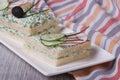 Useful sandwiches with soft cheese, cucumbers, radishes close up Royalty Free Stock Photo