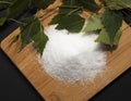 Useful sweetener Xylitol, birch sugar on cutting