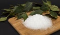 Useful sweetener Xylitol, birch sugar on cutting