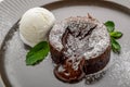 Useful and tasty food, hot Chocolate Pudding , Fondant au chocolat Royalty Free Stock Photo