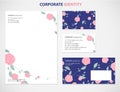 Business style template with Rose flower pattern white background