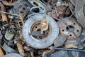 Useless, worn out rusty brake discs and other parts