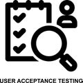 user acceptance testing, acceptance testing, auditor, tester, surveyor outline icon