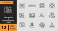 12 User Access and Privacy Control Icons outline icon set. Outline privacy control icons for secure user access management Royalty Free Stock Photo
