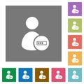 User account processing square flat icons