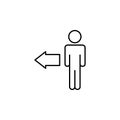 user arrow to left icon. Element of online and web for mobile concept and web apps icon. Thin line icon for website design and dev