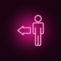 user arrow to left neon icon. Elements of online and web set. Simple icon for websites, web design, mobile app, info graphics