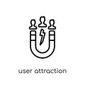 user attraction icon. Trendy modern flat linear vector user attraction icon on white background from thin line General collection