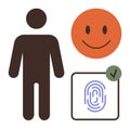User Authentication with Biometrics, Approval, and Satisfaction Concept Royalty Free Stock Photo