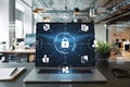 User authentication system with username and password, cybersecurity concept,lobal network security technology, business people