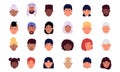 User avatar. Cartoon men and women modern icons. Human portraits for social media network. Minimal heads with accessory