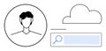 User profile management concept with search bar and cloud storage for online data access Royalty Free Stock Photo