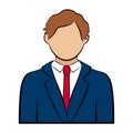 User avatar profile. Businessman with office suit and red tie