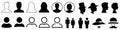 User avatar set icons, button male female sign, profile silhouette symbol, flat person man and woman icon - vector Royalty Free Stock Photo