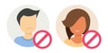 User blocked icon flat vector graphic, access permission restricted denied for man woman member cartoon illustration, personal