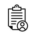User checklist vector icon, manager candidate illustration sign, account activity symbol.