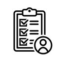 User checklist vector icon, manager candidate illustration sign, account activity symbol.